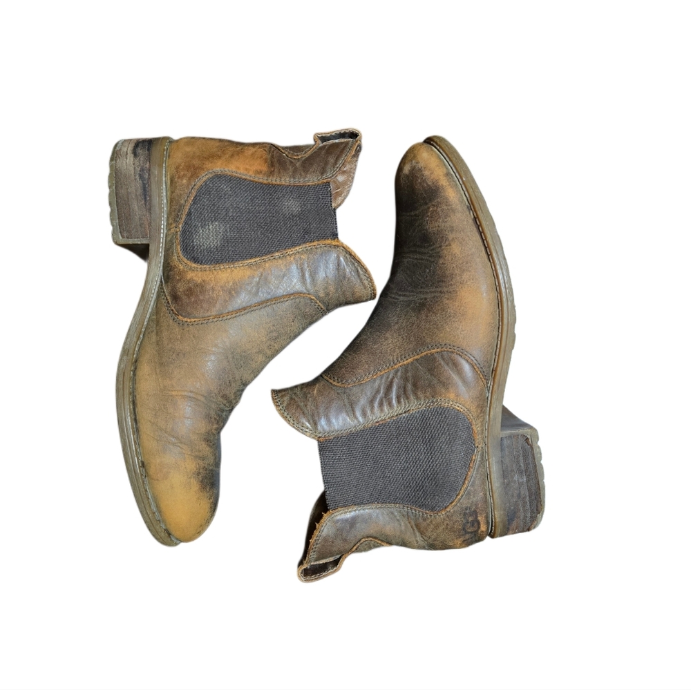 UGG Distressed Leather Chelsea Ankle Boots Shearling Lined Pull On Women’s 8 - Picture 2 of 12